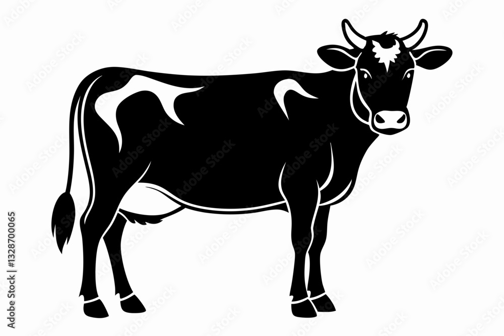 Fototapeta premium cow line art silhouette vector illustration