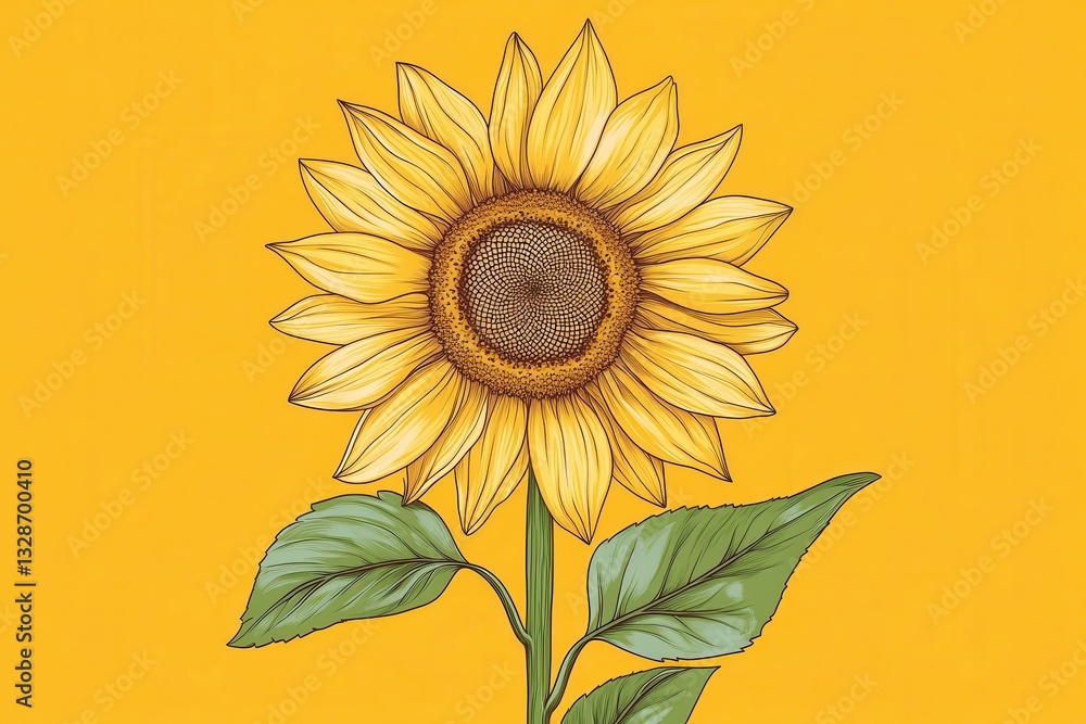 Fototapeta premium Cheerful sunflower design perfect for custom clothing and unique merchandise creations