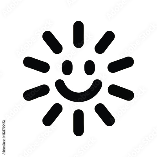  Smiling sun icons silhoueette vector illustrations