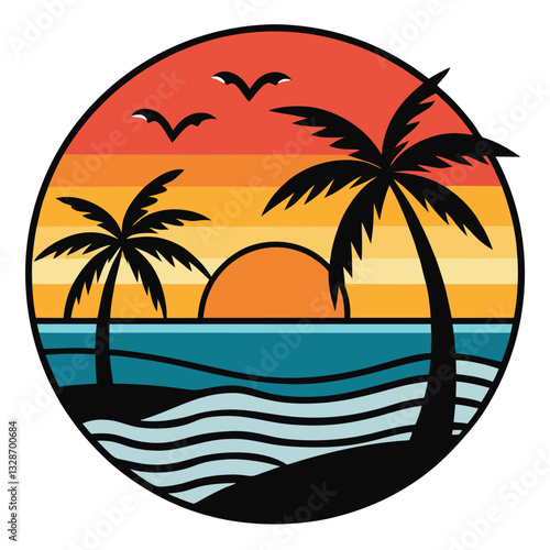 Wallpaper Mural Sunset Minimalist Vector Illustration Torontodigital.ca