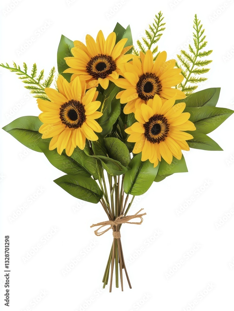 Obraz premium Vibrant Sunflowers Bouquet: A Cheerful Summer Floral Illustration