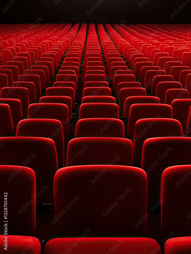 Empty Red Theater Seats for Auditorium Perspective. Empty Red Theater Seats for Auditorium Perspective.