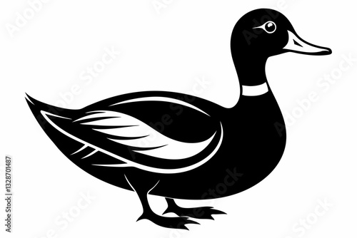 duck line art silhouette vector illustration