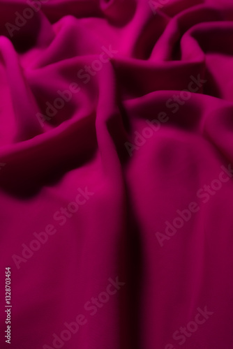 Vibrant Magenta Fabric with Soft Folds – Elegant Abstract Textile Background