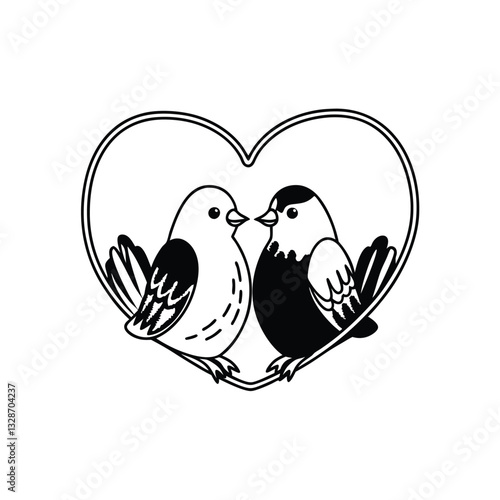  birds on branch - love and romance concept.