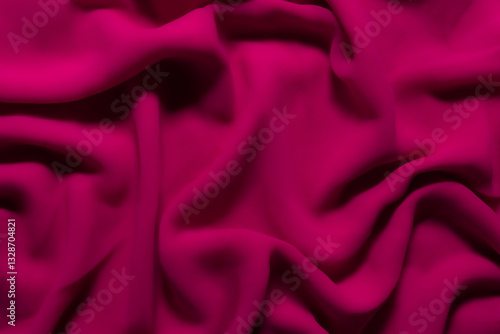 Vibrant Magenta Fabric with Soft Folds – Elegant Abstract Textile Background