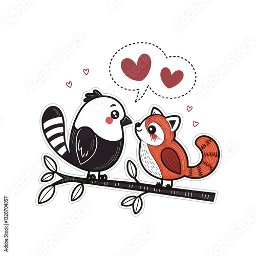  birds on branch - love and romance concept.