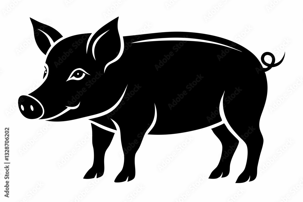 Fototapeta premium pig line art silhouette vector illustration