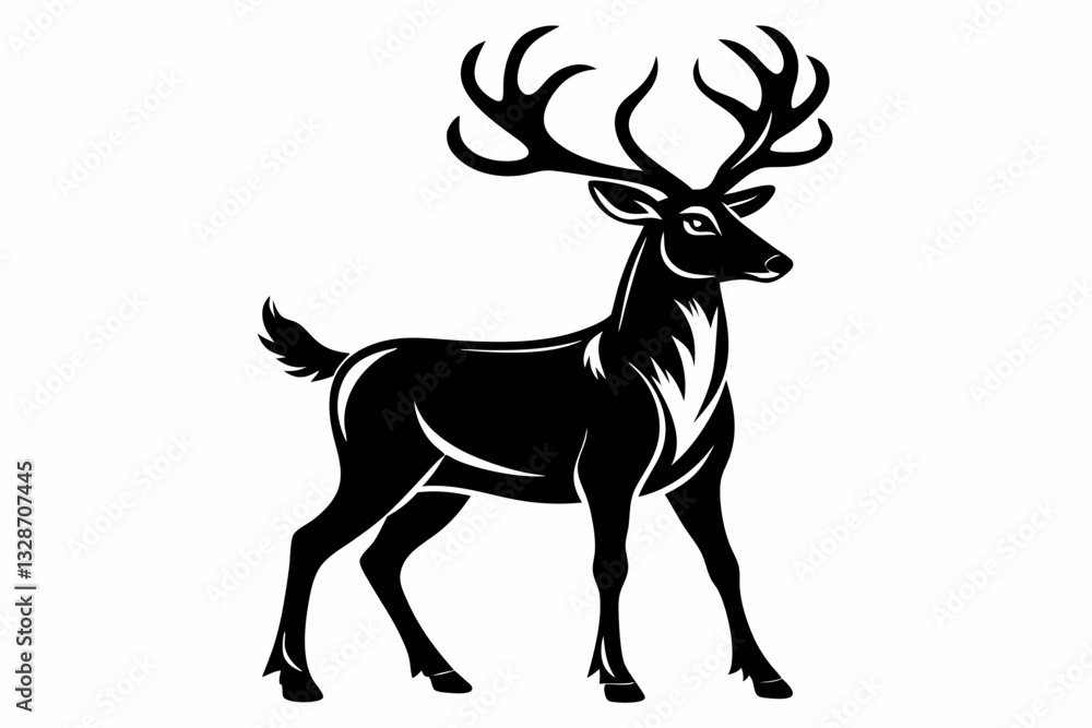 reindeer line art silhouette vector illustration reindeer line art silhouette vector illustration