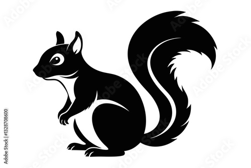 squirrel line art silhouette vector illustration