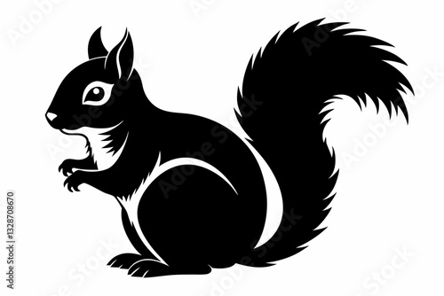 squirrel line art silhouette vector illustration