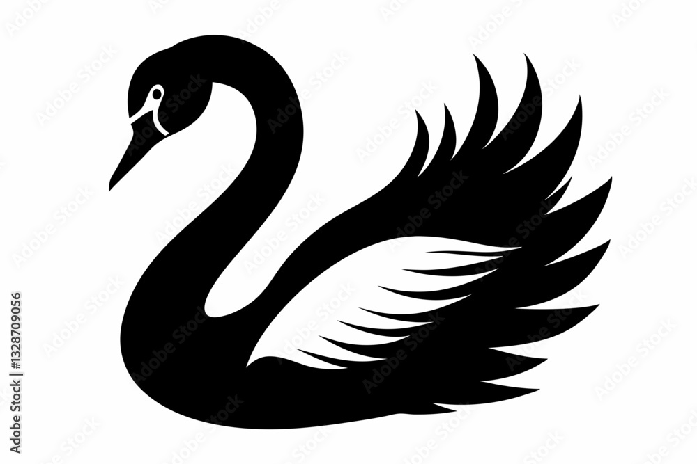 Fototapeta premium swan line art silhouette vector illustration
