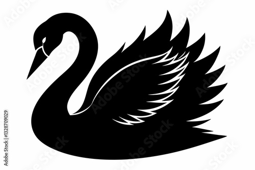 swan line art silhouette vector illustration