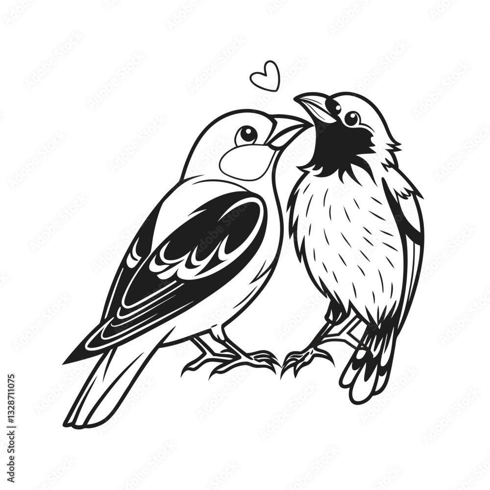birds on branch - love and romance concept. birds on branch - love and romance concept.