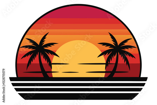 Wallpaper Mural Evening on the beach with palm trees Torontodigital.ca