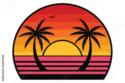 Wallpaper Mural Beach sunset vector Torontodigital.ca