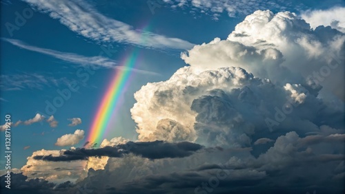 Rainbow Arcing Through Storm Clouds