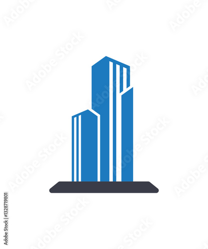Building icon filled with two tone