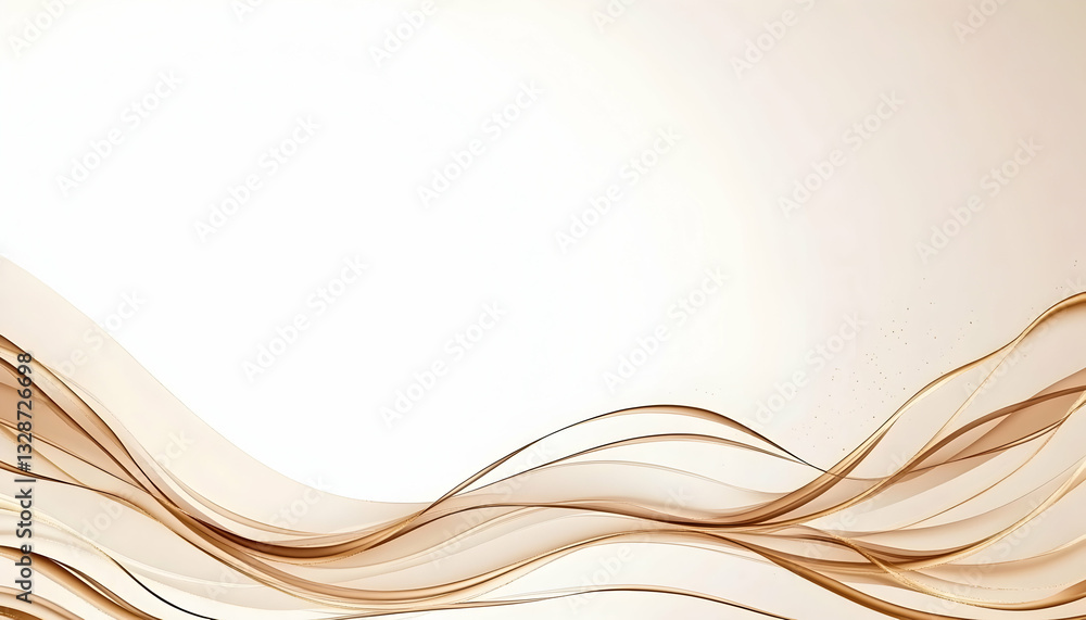 Abstract beige and brown flowing wave design on white background Abstract beige and brown flowing wave design on white background