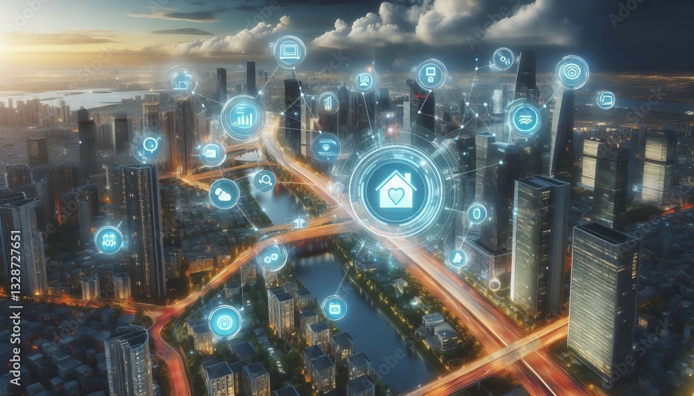 Fototapeta premium Smart Energy Management IoT technology that enables homes and bu
