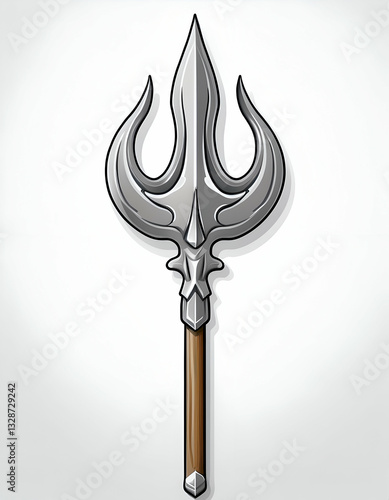 Cartoon trident in silver isolated.  photo