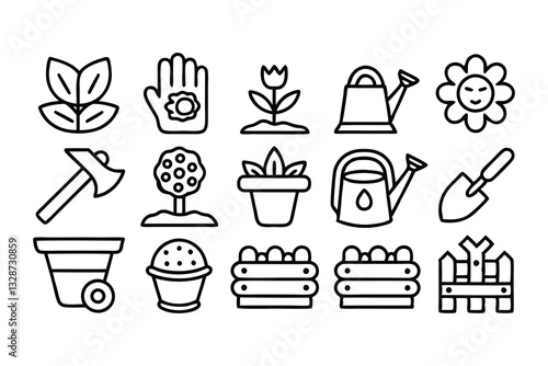 soil and gardening related editable stroke outline