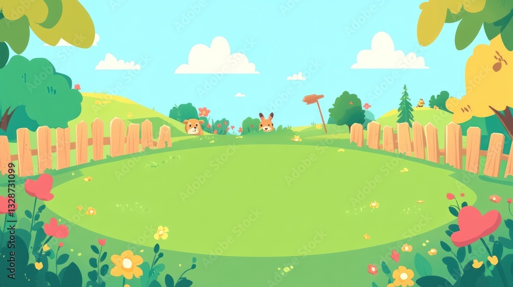 Fototapeta premium Colorful Spring Meadow with Animals