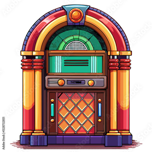 Colorful Retro Jukebox  Illustration with Vintage Music Vibes