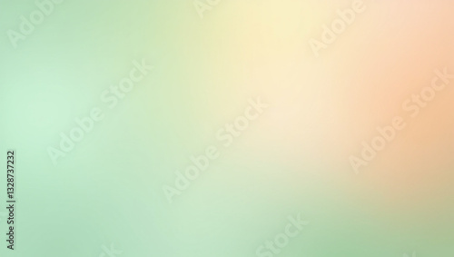 Soft pastel dreamy gradient background in green and peach tones, creating serene and calming atmosphere. Ideal for design projects or as soothing backdrop