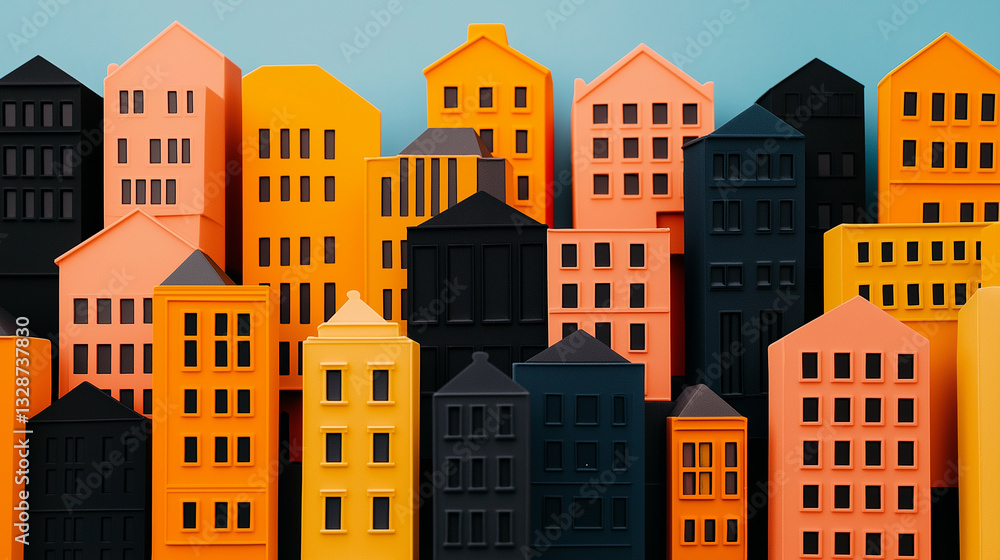 Colorful Cityscape Abstract Model of Urban Architecture Colorful Cityscape Abstract Model of Urban Architecture