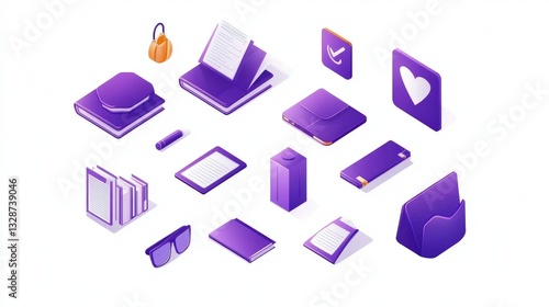 Wallpaper Mural Minimalist gradient education icons set, featuring online courses, smart classes, and research. No people. Torontodigital.ca