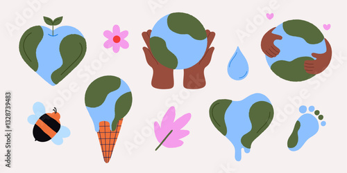 Various shapes of Earth. Earth day, environment, sustainability, love our planet