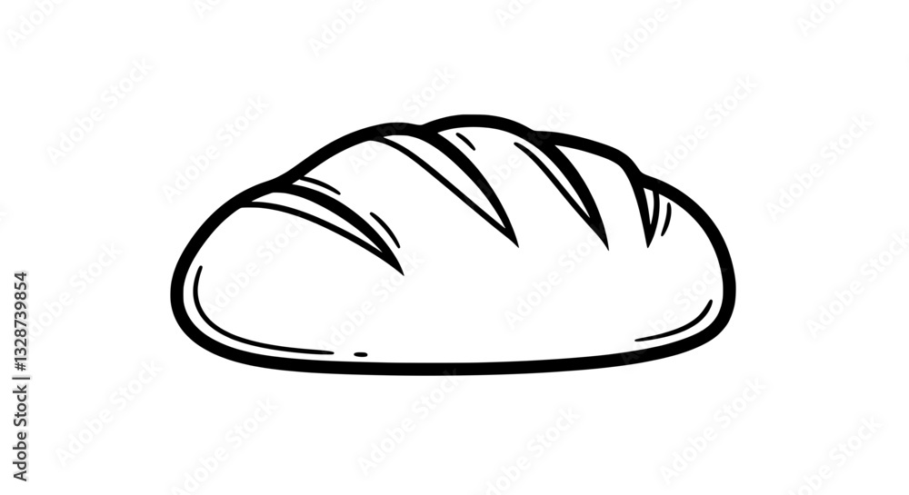Bread Illustration: A simple yet elegant line drawing of a loaf of bread, perfectly capturing the essence of a classic bakery staple. Bread Illustration: A simple yet elegant line drawing of a loaf of bread, perfectly capturing the essence of a classic bakery staple.