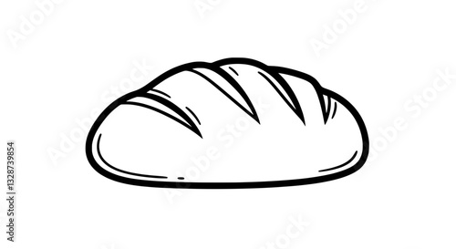 Bread Illustration: A simple yet elegant line drawing of a loaf of bread, perfectly capturing the essence of a classic bakery staple.