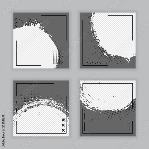 Artistic brush stroke and splatter flyer template abstract frame grunge shape clipping mask