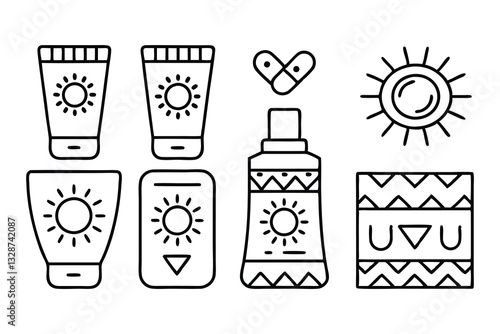 sunscreen and uv protection concept editable strok