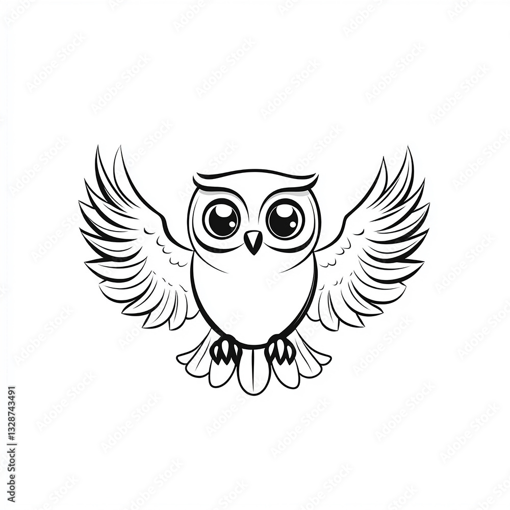 Obraz premium Simple owl outline drawing for children's coloring book