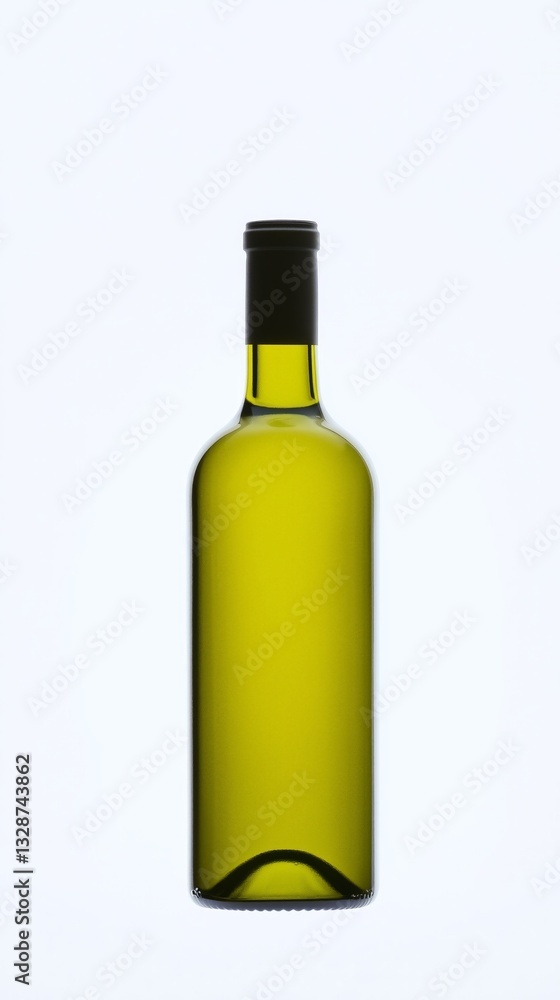 A beautiful dark green olive oil bottle on a neutral background A beautiful dark green olive oil bottle on a neutral background