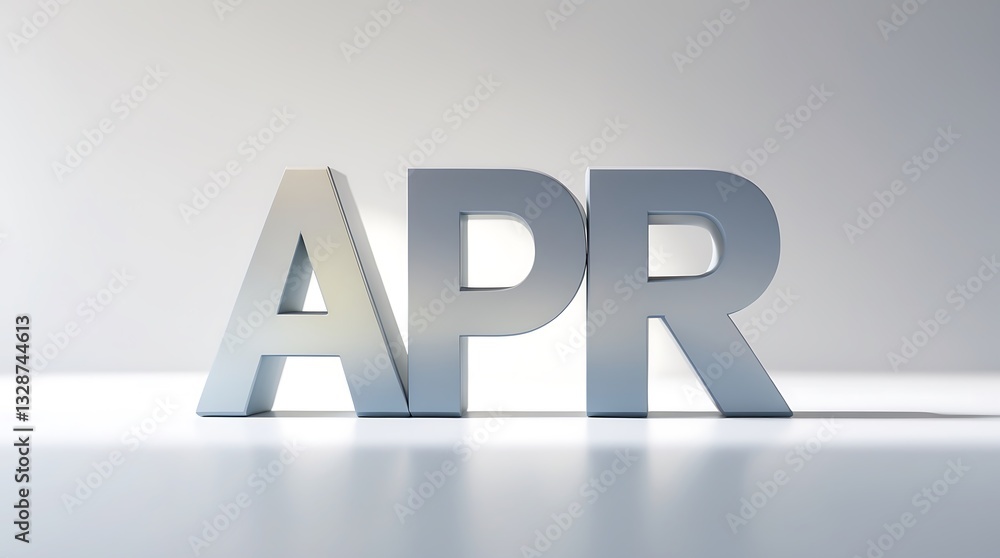 Letters APR positioned on a smooth surface with light reflecting off them Letters APR positioned on a smooth surface with light reflecting off them