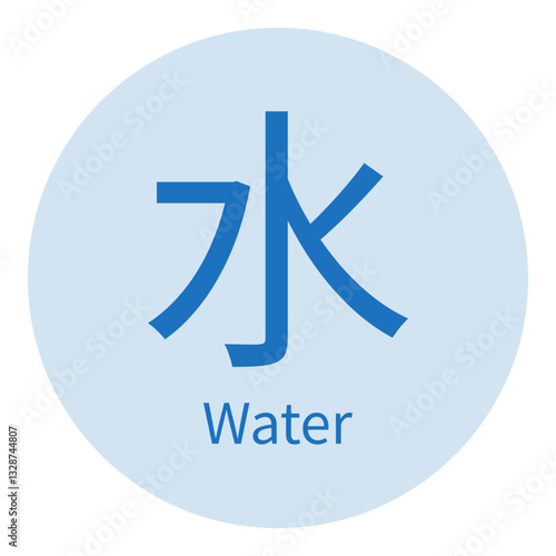 Water sign, element in Feng shui, TCM, Bazi, one of five elements in chinese metaphysics, hieroglyph. Vector illustration