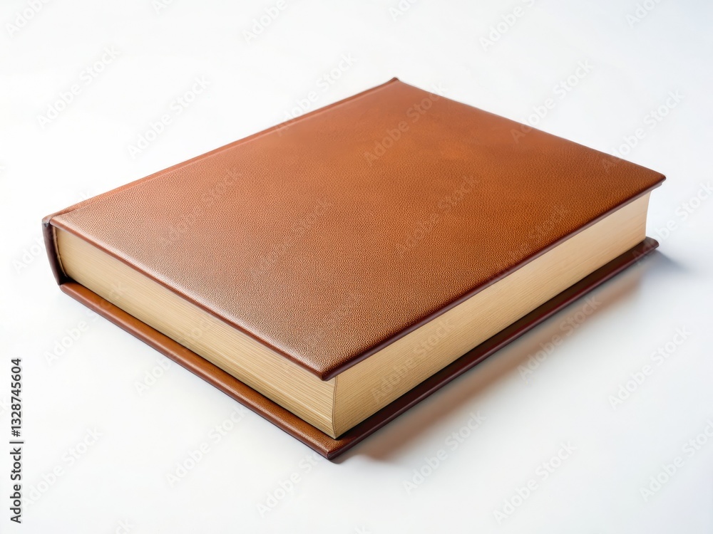 Isolated brown book, clean white background. Simple, elegant book cover shot. Isolated brown book, clean white background. Simple, elegant book cover shot.