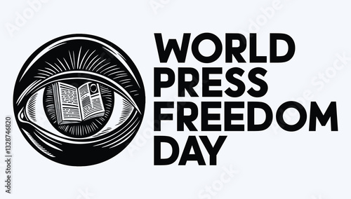 World Press Freedom Day - Latest vector Digital and Print Media featuring an eye with a newspaper, representing journalism as the guardian of truth