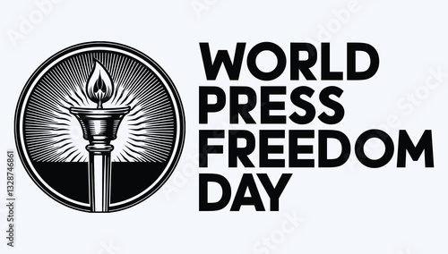World Press Freedom Day - Latest vector Digital and Print Media featuring a torch with a pen flame, highlighting journalism as a guiding light