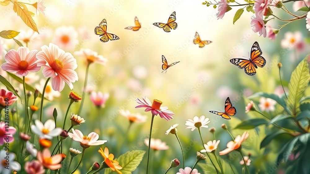 Vibrant Watercolor Spring Background - AI Photo Vibrant Watercolor Spring Background - AI Photo