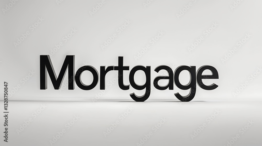 Black letters spelling mortgage on a clean white background emphasizing home financing Black letters spelling mortgage on a clean white background emphasizing home financing