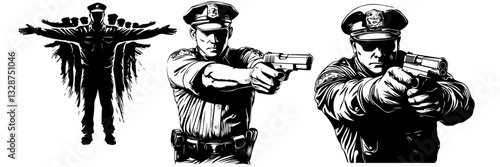 Policeman Silhouette Clipart – Law Enforcement Poses Collection
