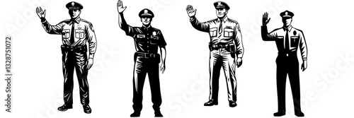 Policeman Silhouette Clipart – Law Enforcement Poses Collection
