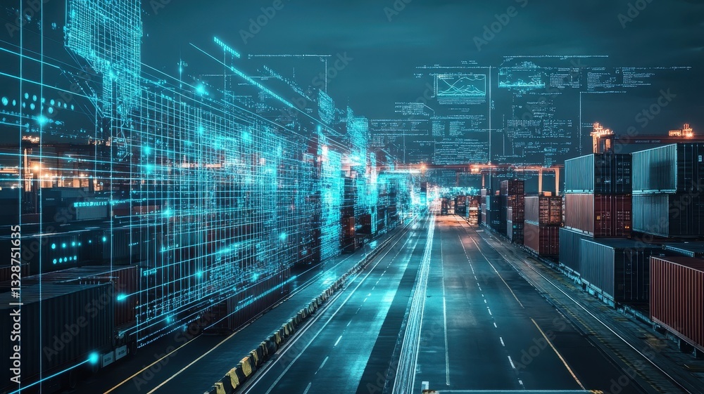 Fototapeta premium Revolutionizing Logistics: Emphasizing Digital Distribution Channels for an Innovative Network
