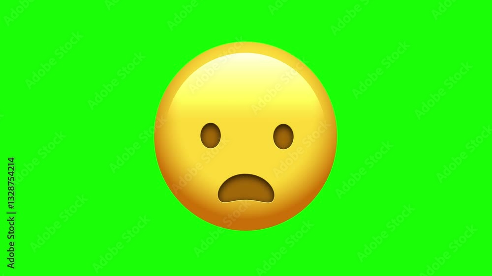 Frowning Face With Open Mouth Emoji with Green Screen Frowning Face With Open Mouth Emoji with Green Screen