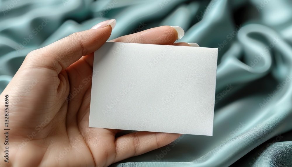Obraz premium A hand holding a white card with a blank space